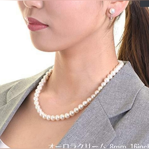 FAUX PEARL NECKLACE IN WHITE & SILVER GRAY - Picture 5 of 10